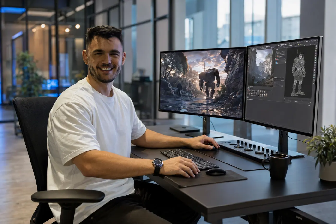 Luca produziert und prüft die 3D-Szenen